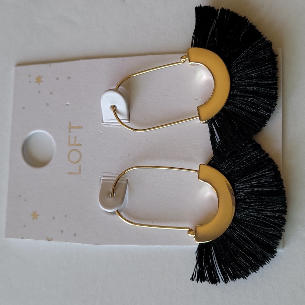 LOFT hoop tassel earrings